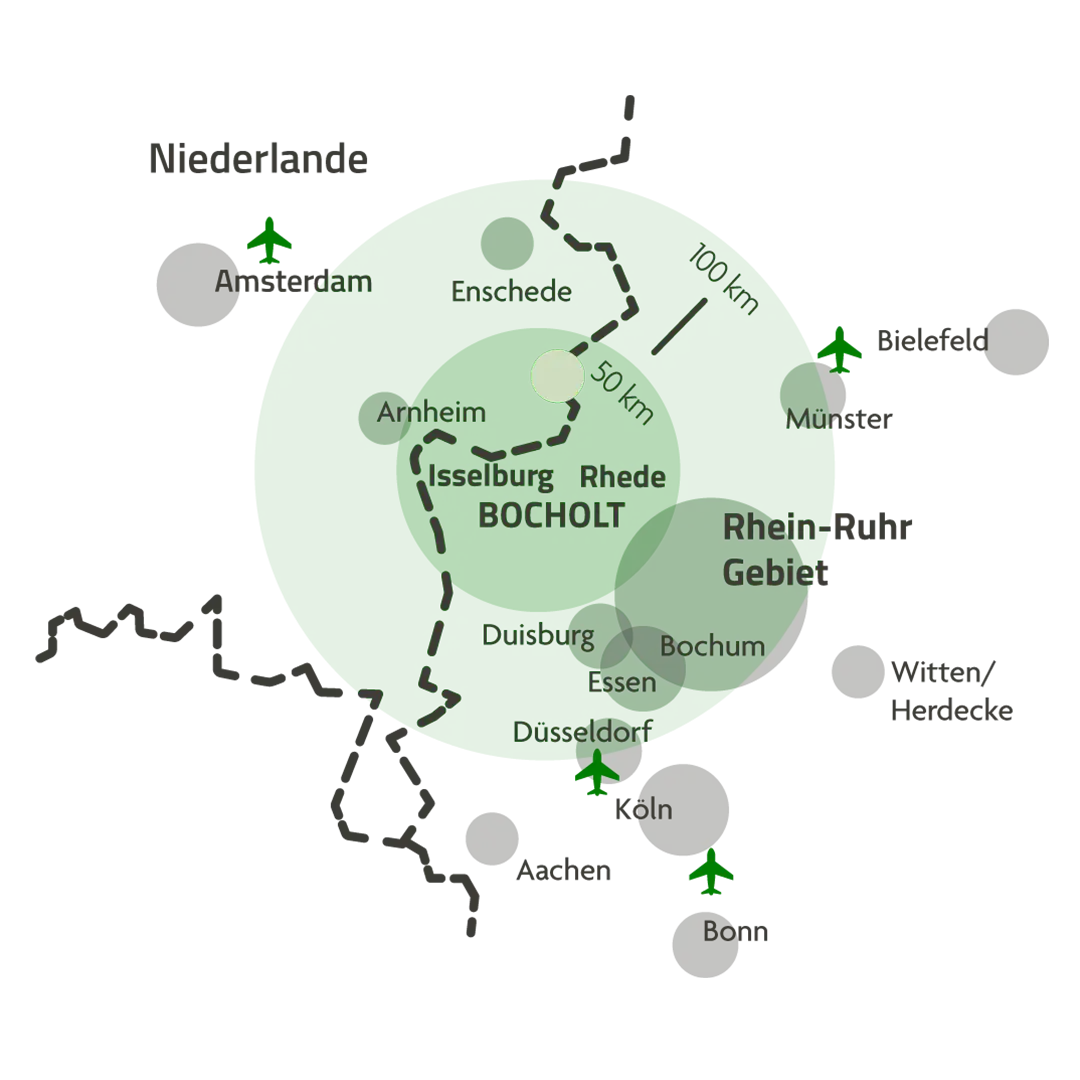 Umkreiskarte des Ärztenetztes BOHRIS e.V